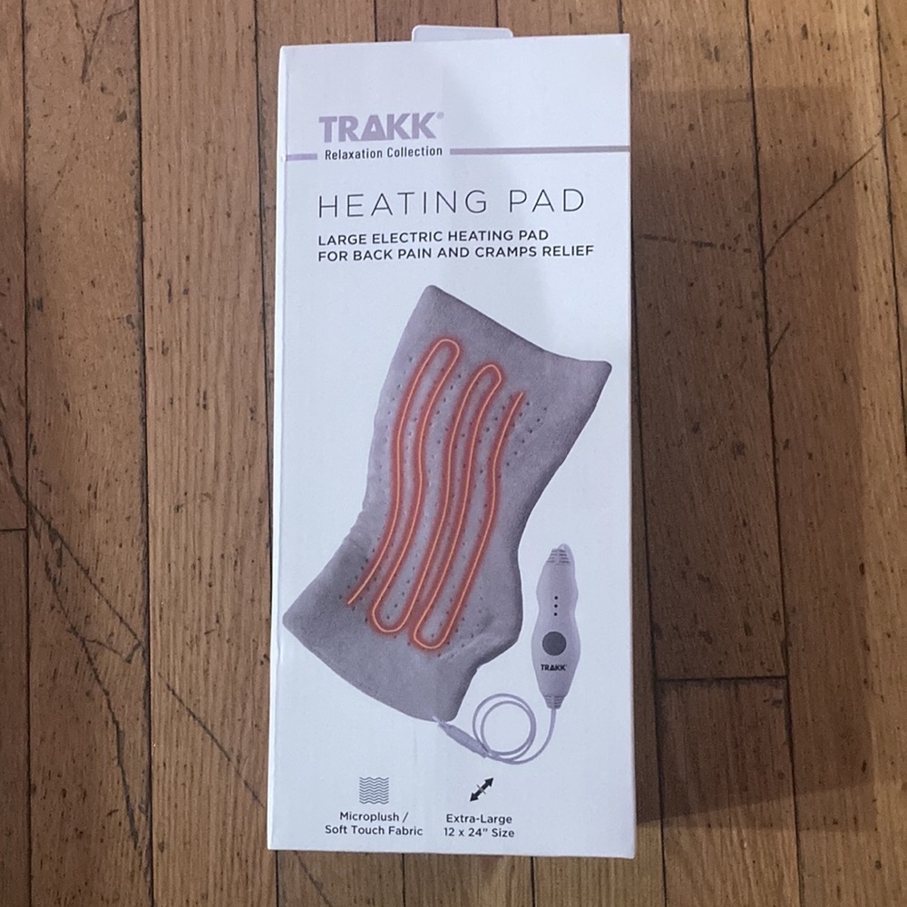 New TRAKK Comfortable Large Electric Heating Pad heat cramps back relief gray